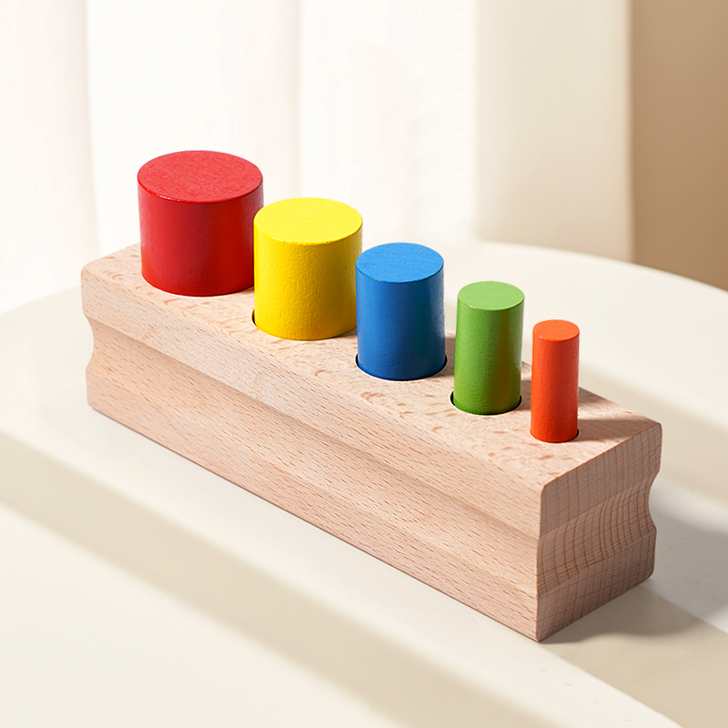 Kids Education Help - Montessori Wooden Colorful Knob Cylinder Block